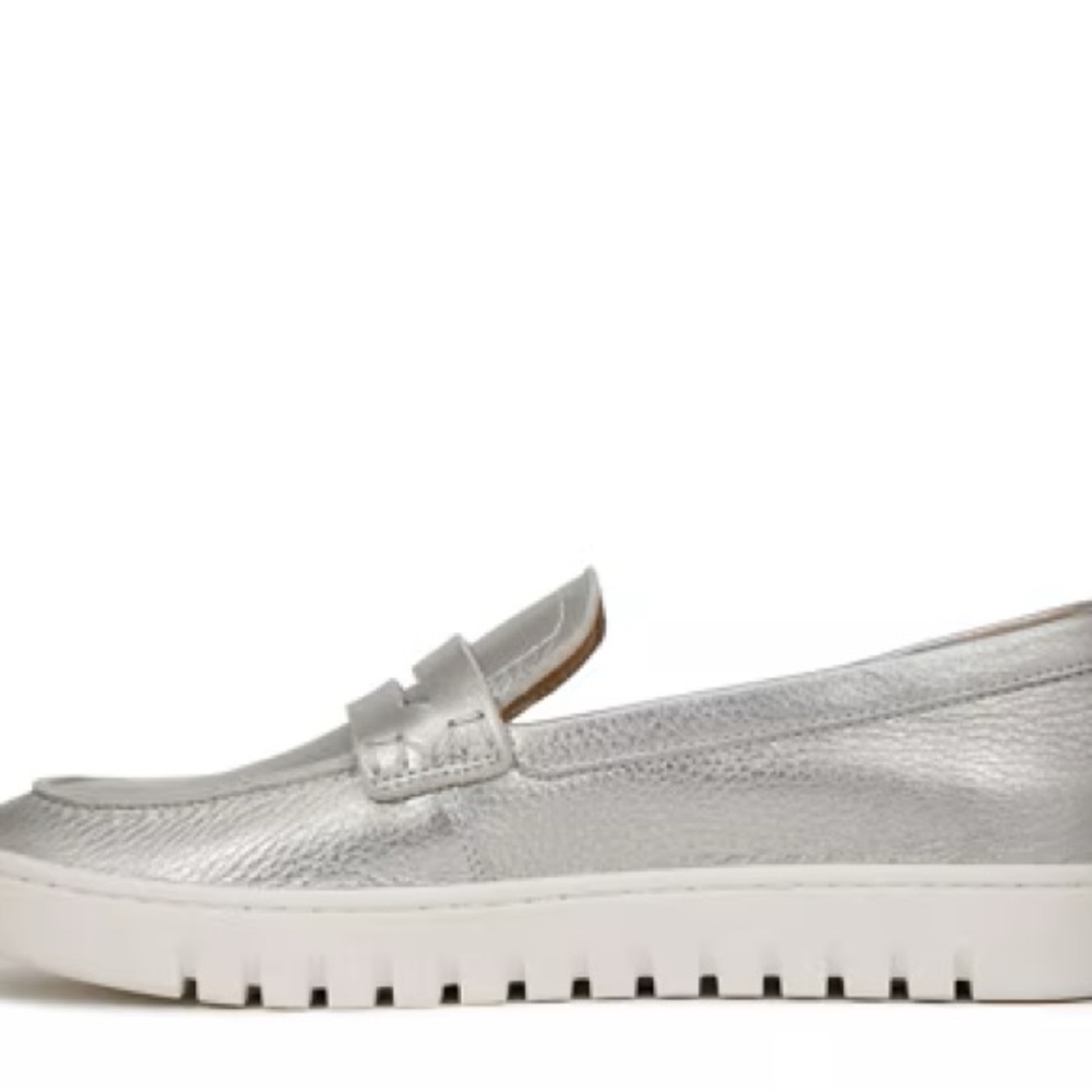 Vionic Shimmering Silver Loafers - Picture 3 of 9